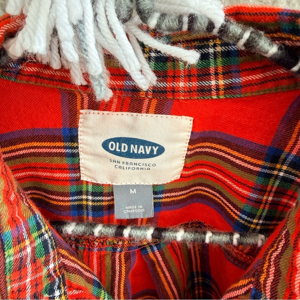 Old Navy Vibrant Red Plaid Women's Shirt Medium - Picture 2 of 5